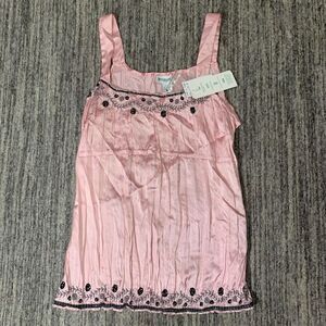 Motherhood Maternity Womens Large Sleeveless Blouse Pink‎ Babydoll Embroidered